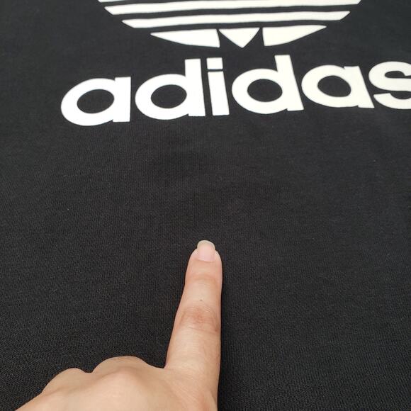 Adidas Sweatshirt Womens XL Black Crewneck Oversized Faded Pockets Casual Goth - Picture 7 of 16